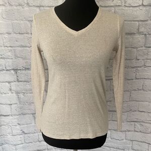 Talbots petites woman S petite stripe v-neck longsleeve top